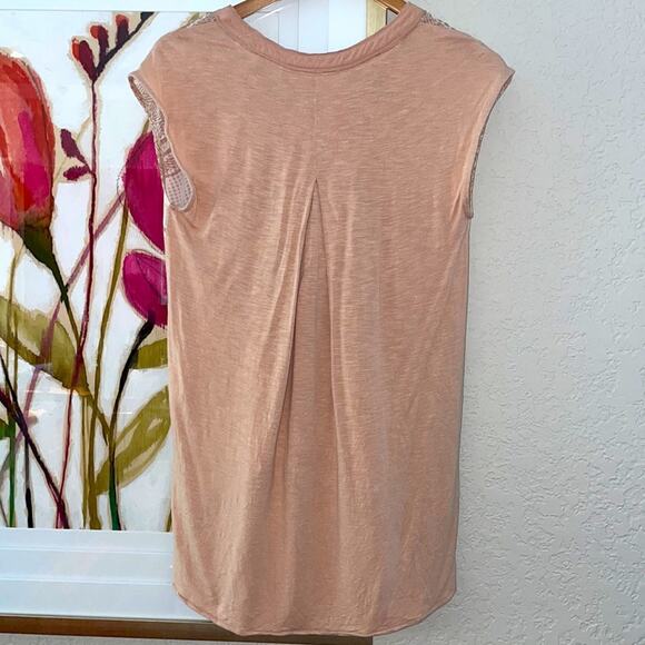 Anthropologie Postage Stamp Blush Pink Top Summer Casual Sheer Y2K - Picture 3 of 6
